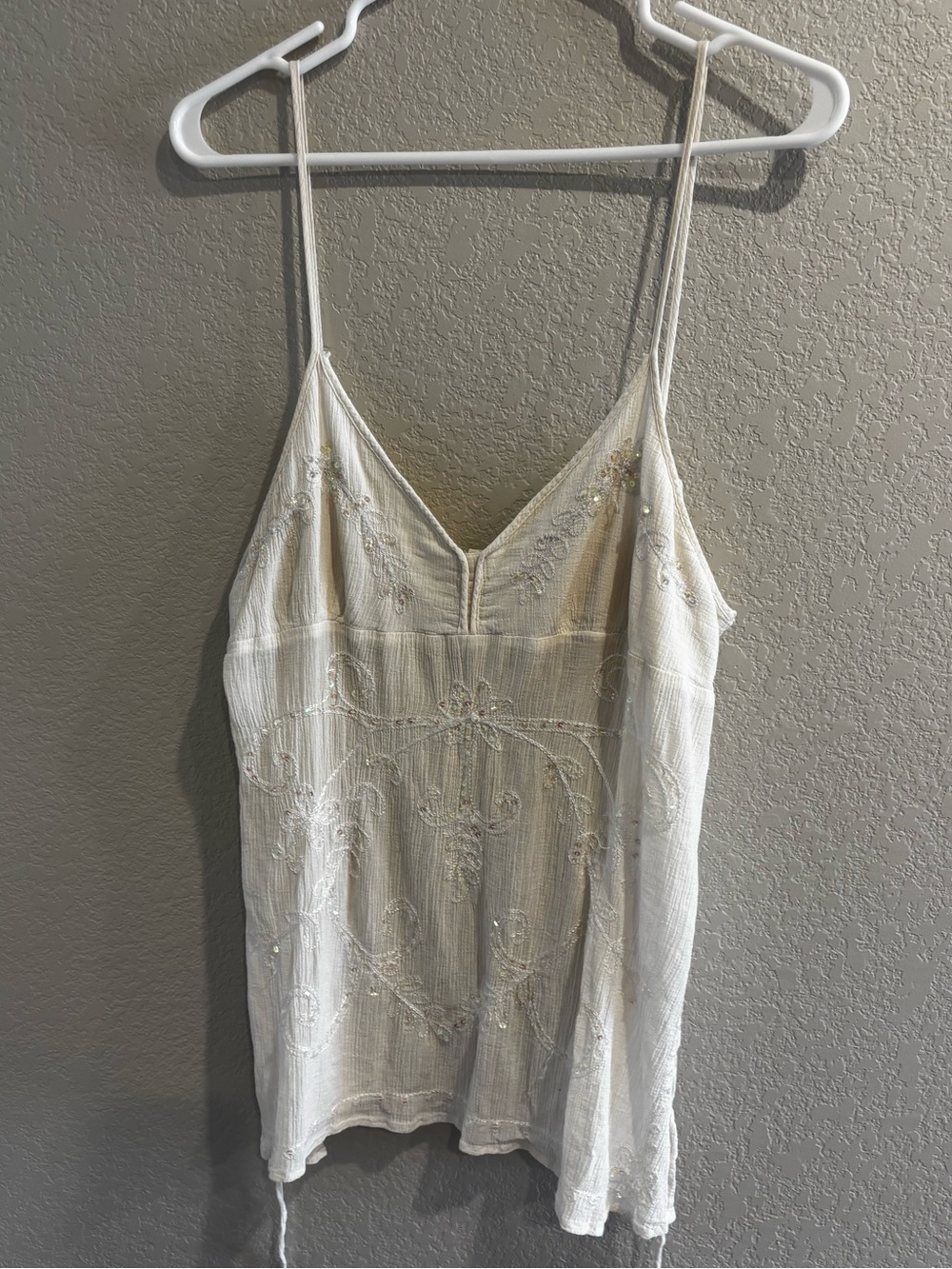 At Last Cream Embroidered Cotton Tank